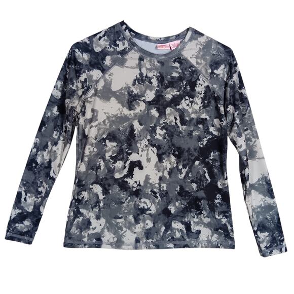 Kanu Surf Top Gray Watercolor Print Size Large Long Sleeve Round Neckline - Picture 1 of 5